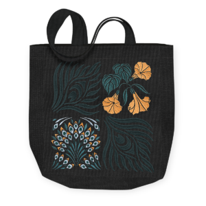 Nightshade Grid Canvas Tote Bag with embroidery.