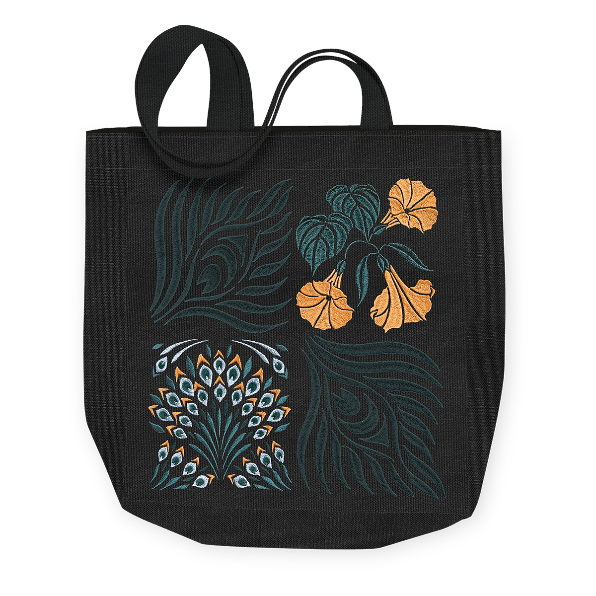 Nightshade Grid Canvas Tote Bag with embroidery.