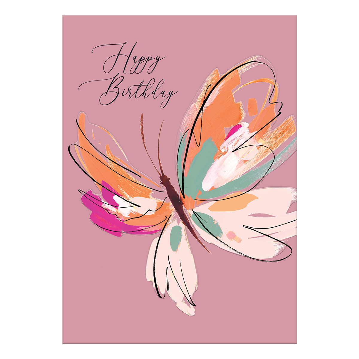 Birthday Butterfly Greeting Card with envelope.