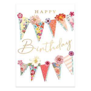 Birthday Party Pennants Greeting Card with envelope.
