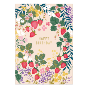 Birthday Strawberries Greeting Card with envelope.