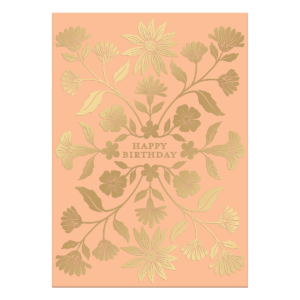 Birthday Gold Floral Greeting Card with envelope.