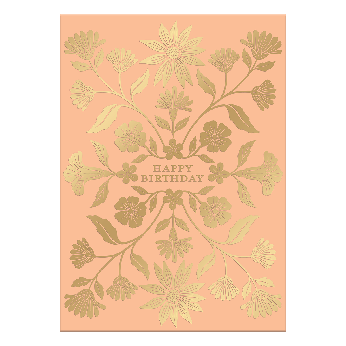 Birthday Gold Floral Greeting Card with envelope.