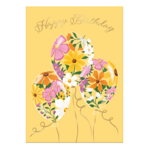 Birthday Floral Balloons Greeting Card with envelope.
