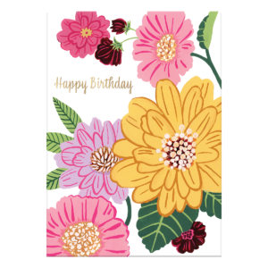 Birthday Graphic Flowers Greeting Card with envelope.