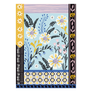 Blank Folk Patterns Greeting Card with envelope.