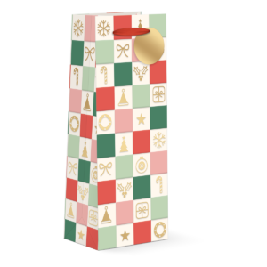 Holiday Checkered Icons Wine Bag