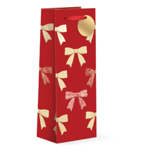 Holiday Christmas Bows Wine Bag