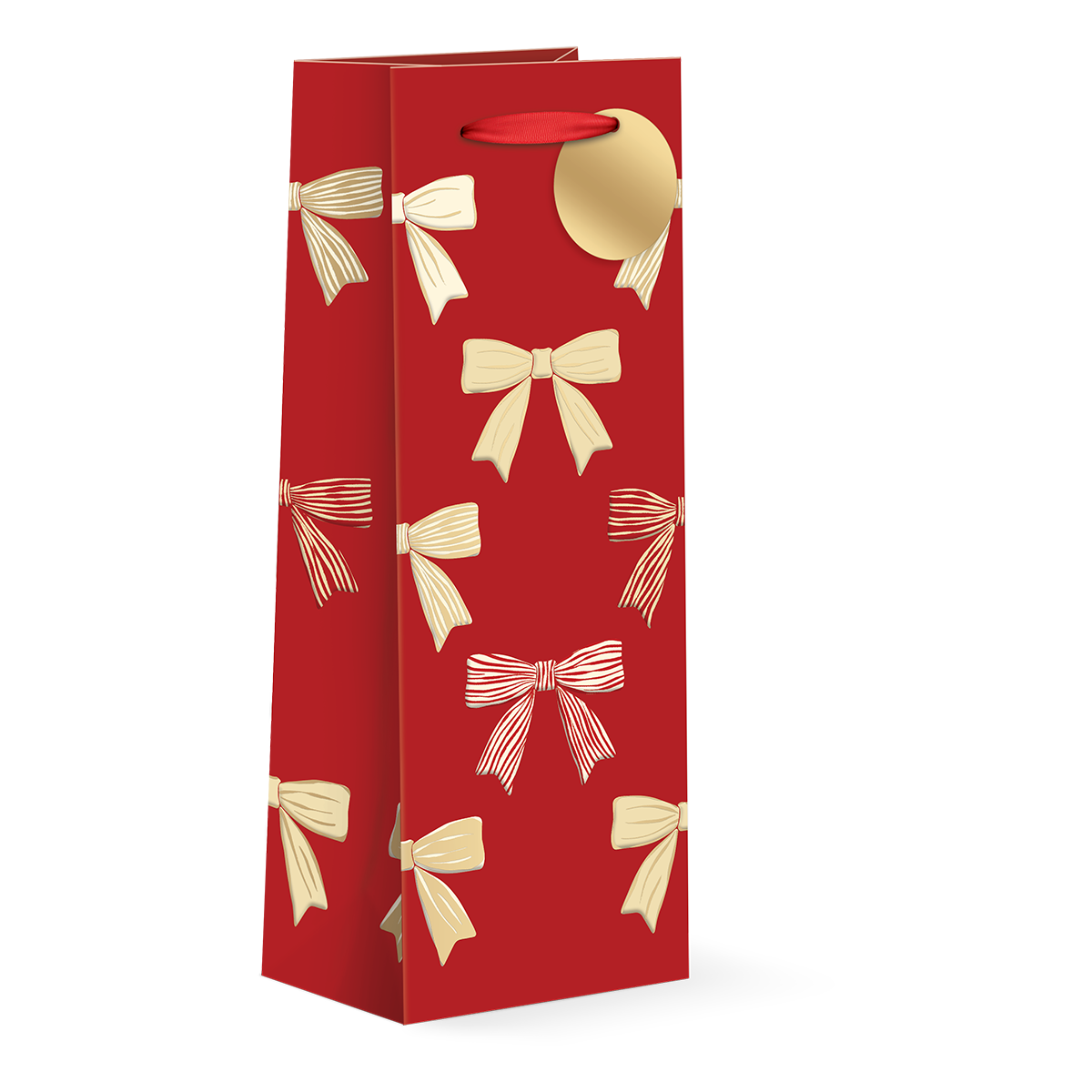 Holiday Christmas Bows Wine Bag
