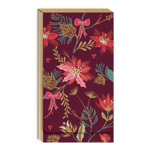 Tall notepad featuring winter florals burgundy design.