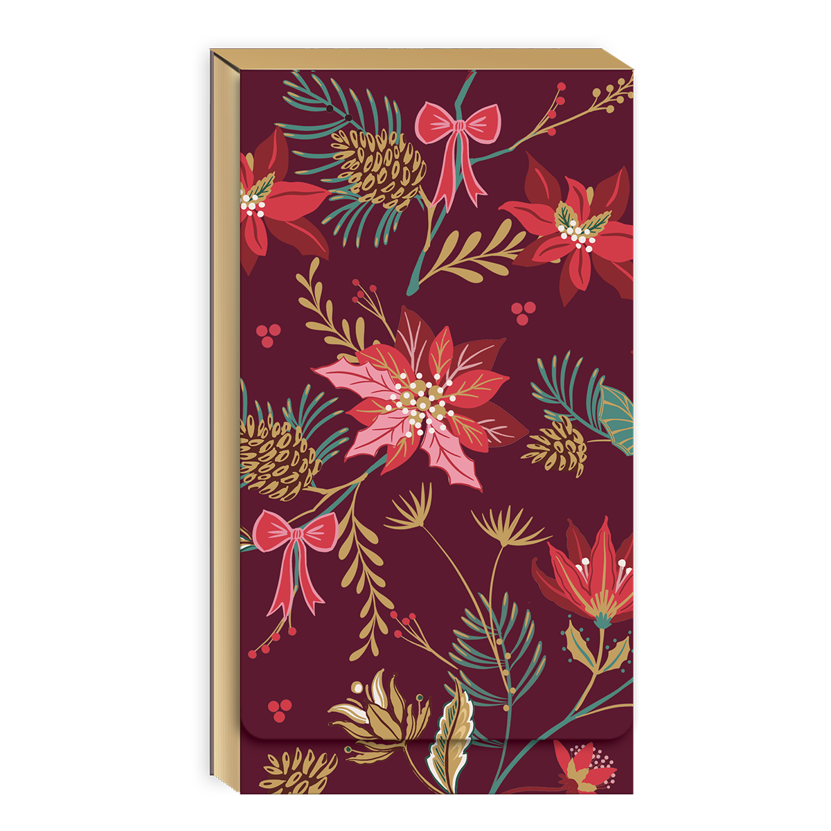 Winter Florals Burgundy Tall Notepad Product