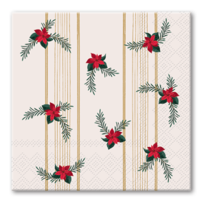 Winter Florals Cream paper Beverage Napkins set.