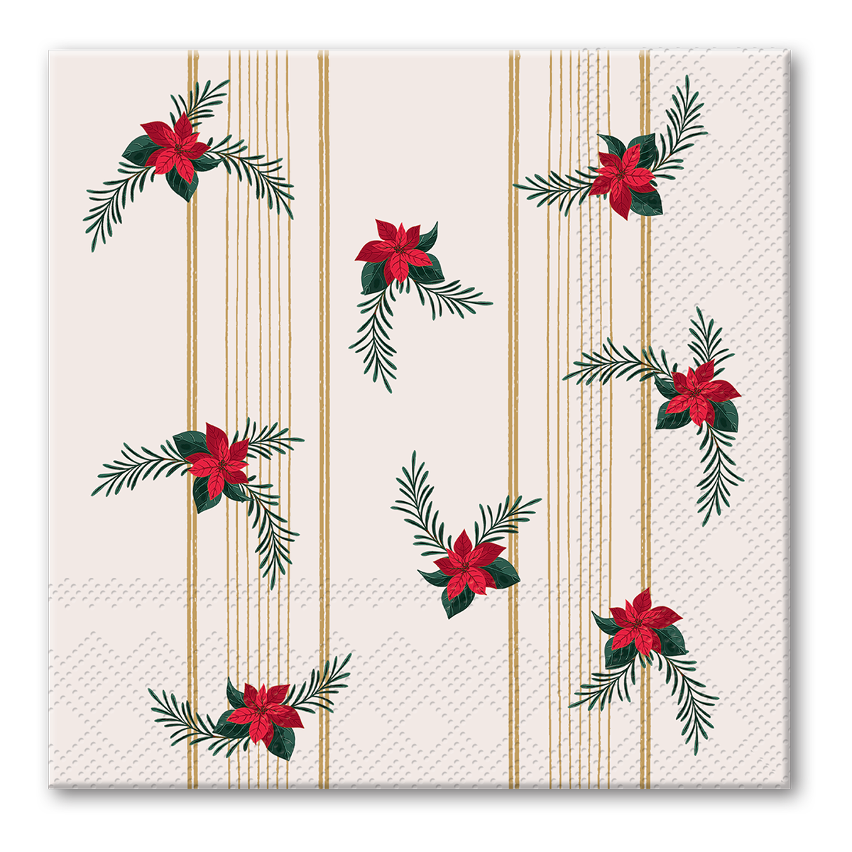 Winter Florals Cream paper Beverage Napkins set.