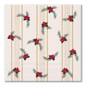 Winter Florals Cream paper Luncheon Napkins set.