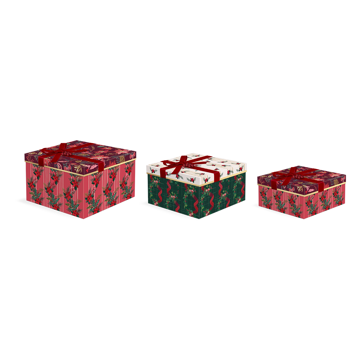 Square box set with winter florals multi theme.