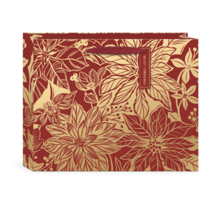 Golden foliage poinsettia themed large gift bag.