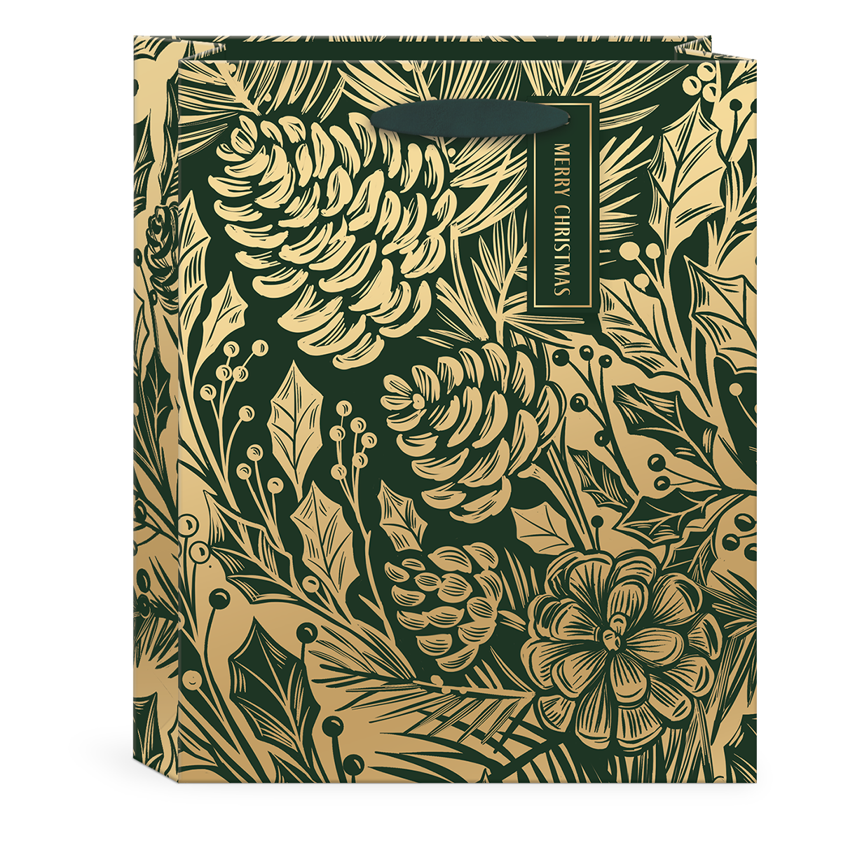 Golden Foliage Pine Cone themed Medum Gift Bag.