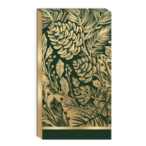 Tall notepad featuring golden foliage pine cone design.