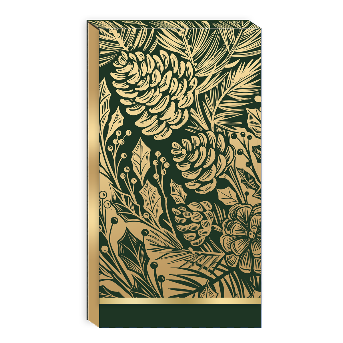 Tall notepad featuring golden foliage pine cone design.