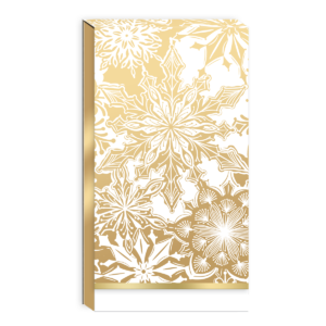 Tall notepad featuring golden foliage snowflake design.