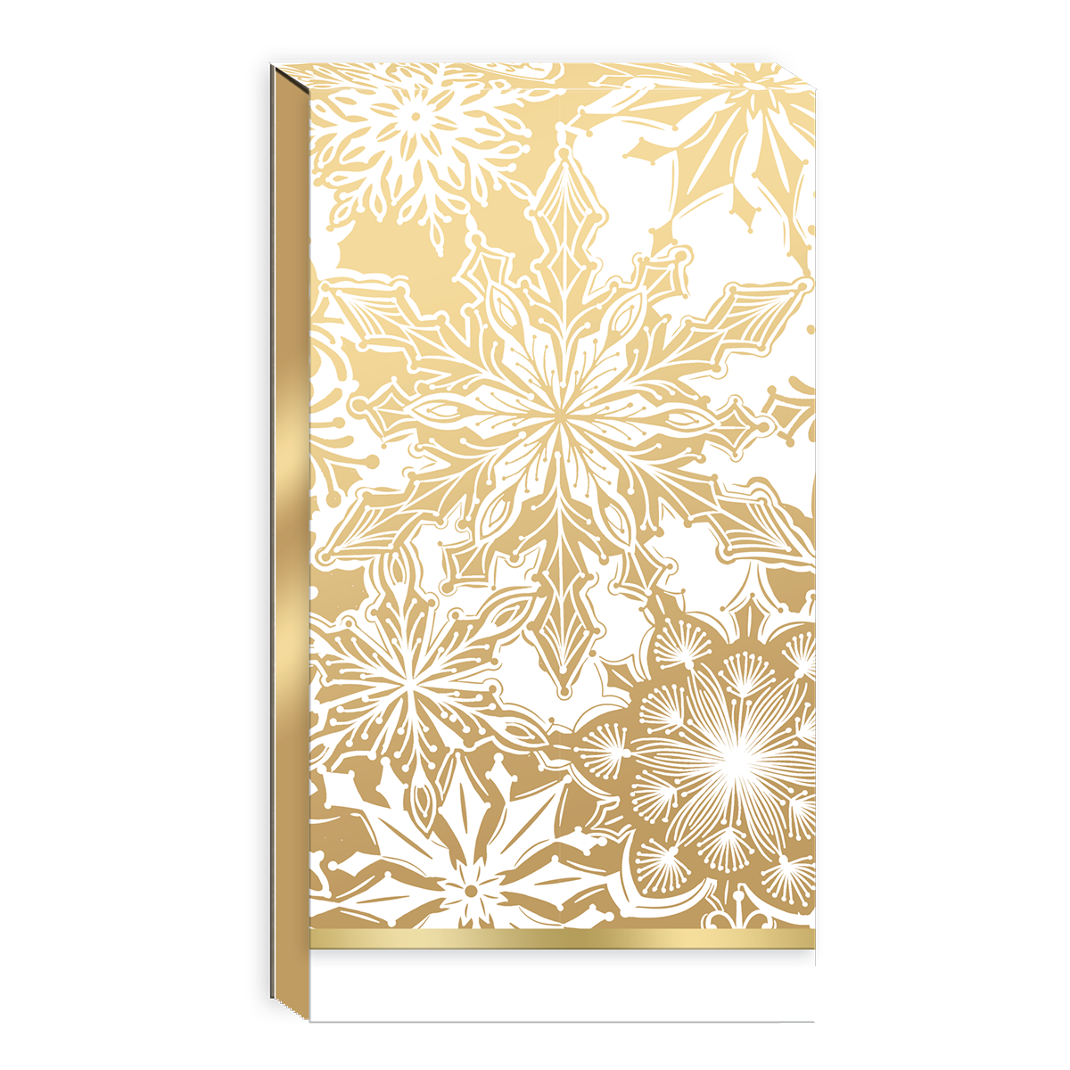 Tall notepad featuring golden foliage snowflake design.