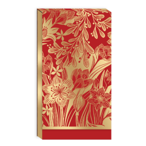 Tall notepad featuring golden foliage amaryllis design.