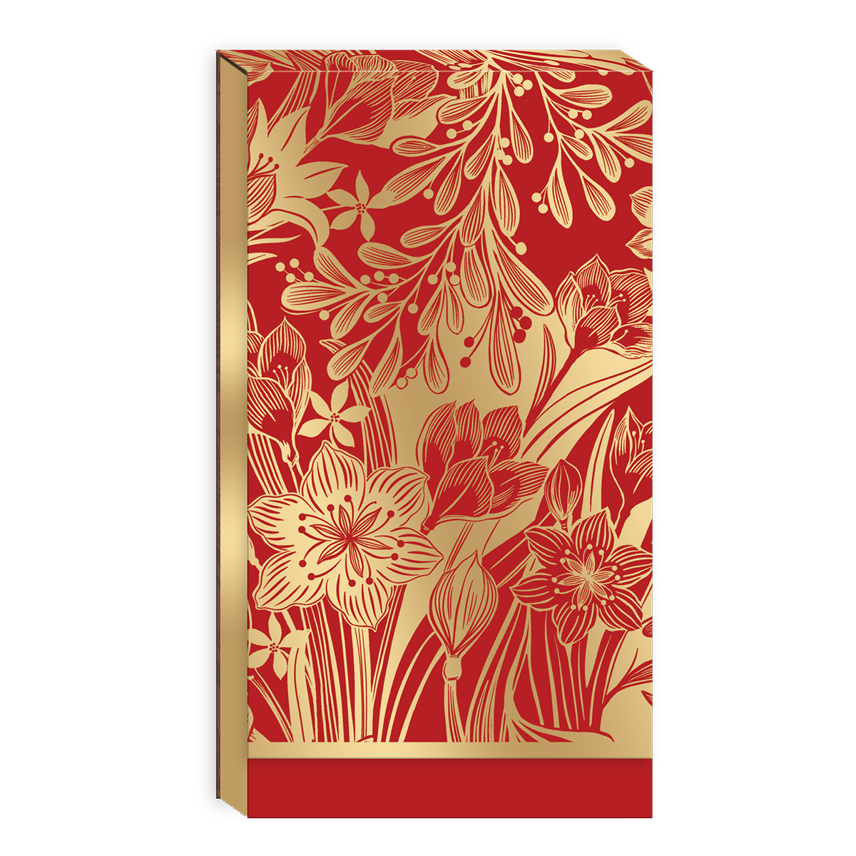 Tall notepad featuring golden foliage amaryllis design.