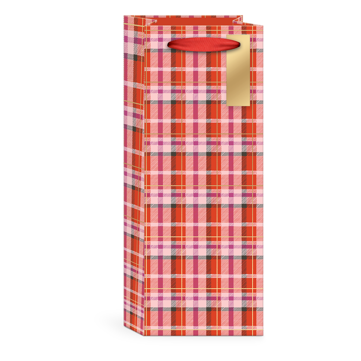 Snow Day Dogs Plaid Wine Bag