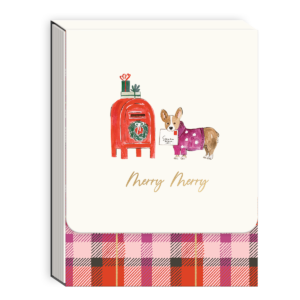 Pocket notepad featuring snow day dogs corgi design.