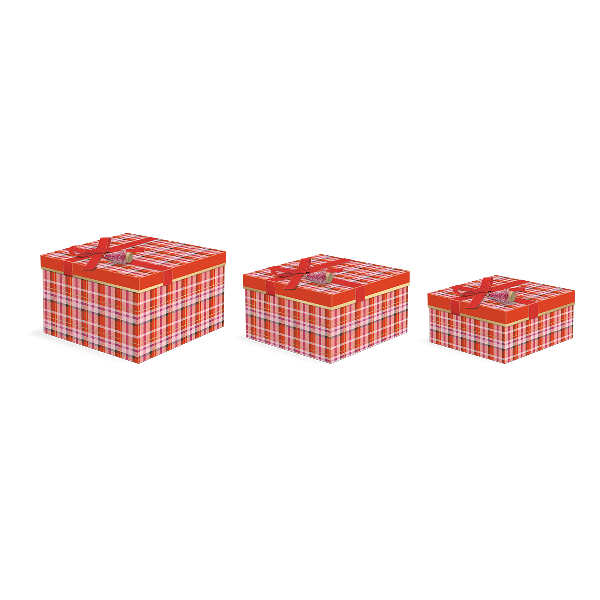 Square box set with snow day dogs plaid theme.