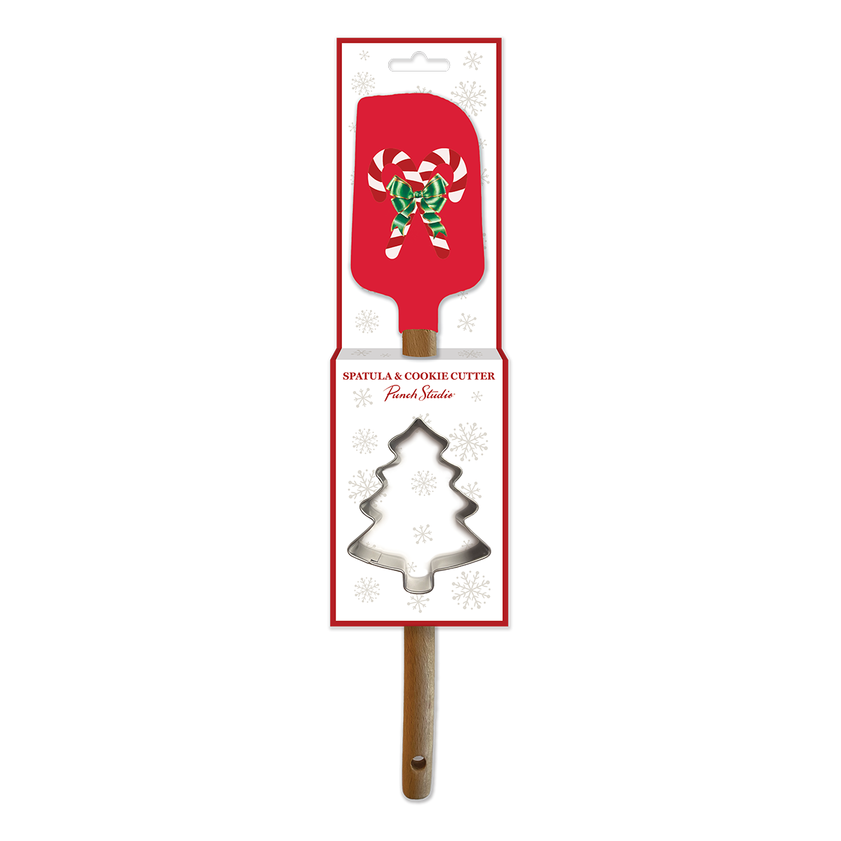 Spatula set with holiday candy cane theme.