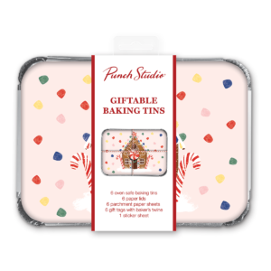 Holiday Gingerbread House themed Medium Baking Tin.