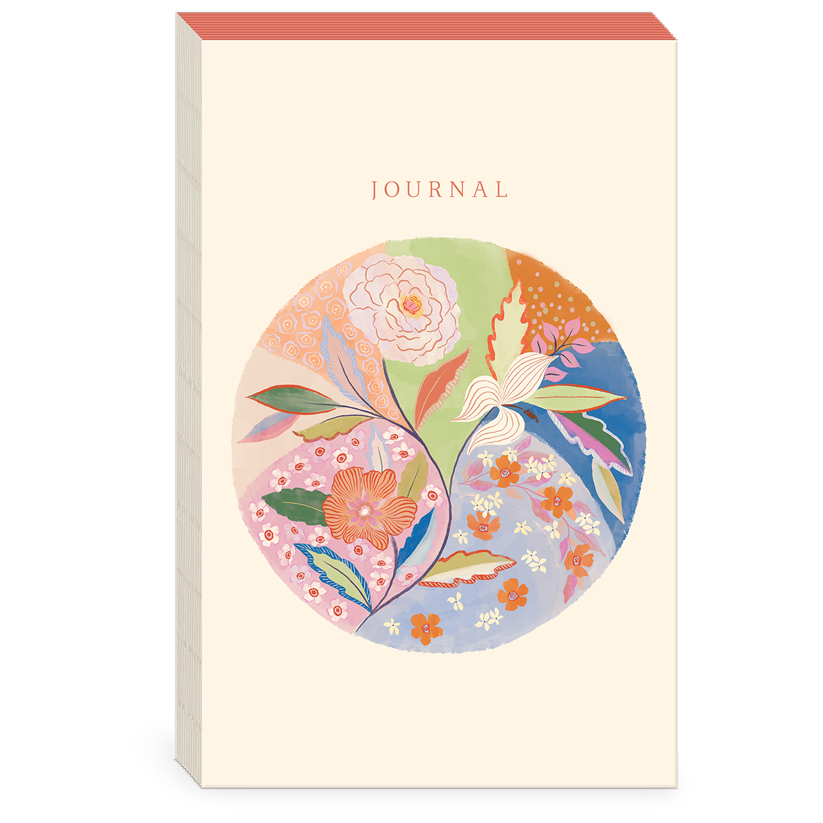Decorative softcover journal with decorative arts floral circle theme.