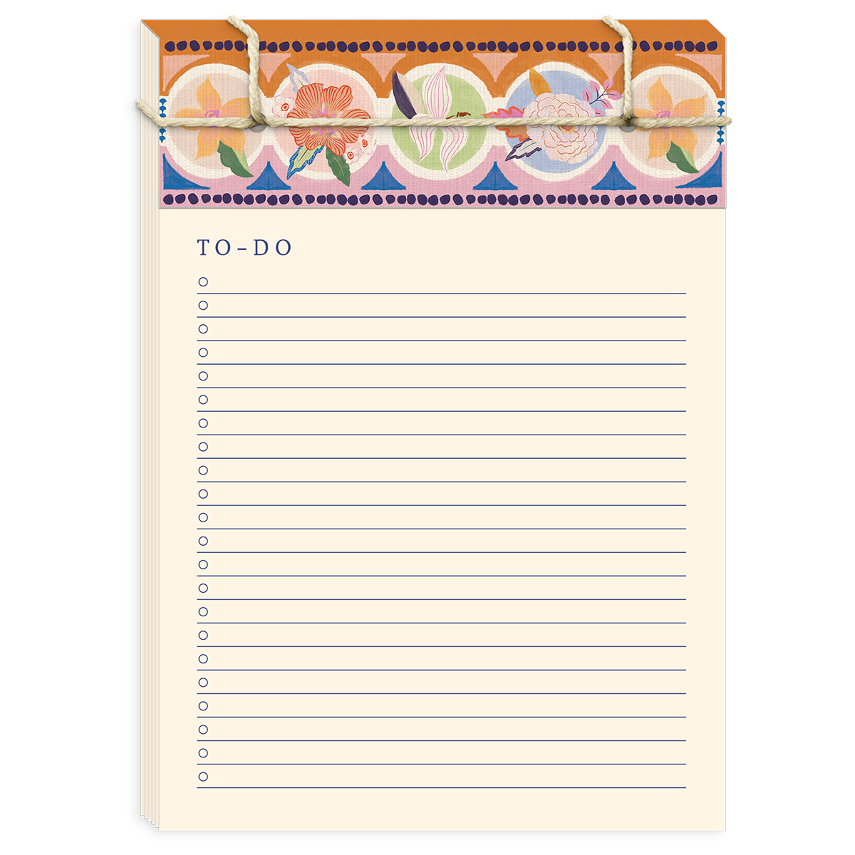 Notepad featuring decorative arts floral circle to-do theme.