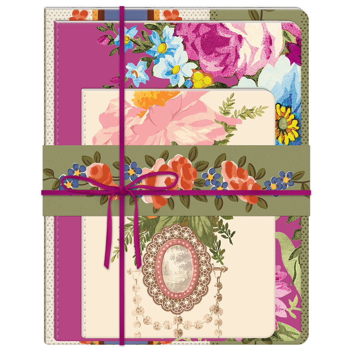 Notebook set with timeless treasures floral theme.
