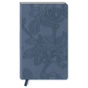 Decorative softcover journal with timeless treasures indigo theme in vegan leather.