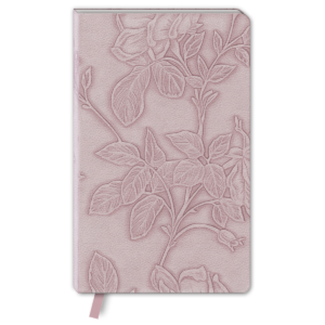 Decorative softcover journal with timeless treasures lilac theme in vegan leather.