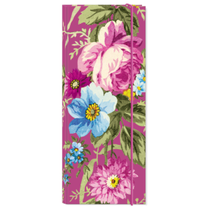 Timeless Treasures Pink Floral Notefolio with bungee.