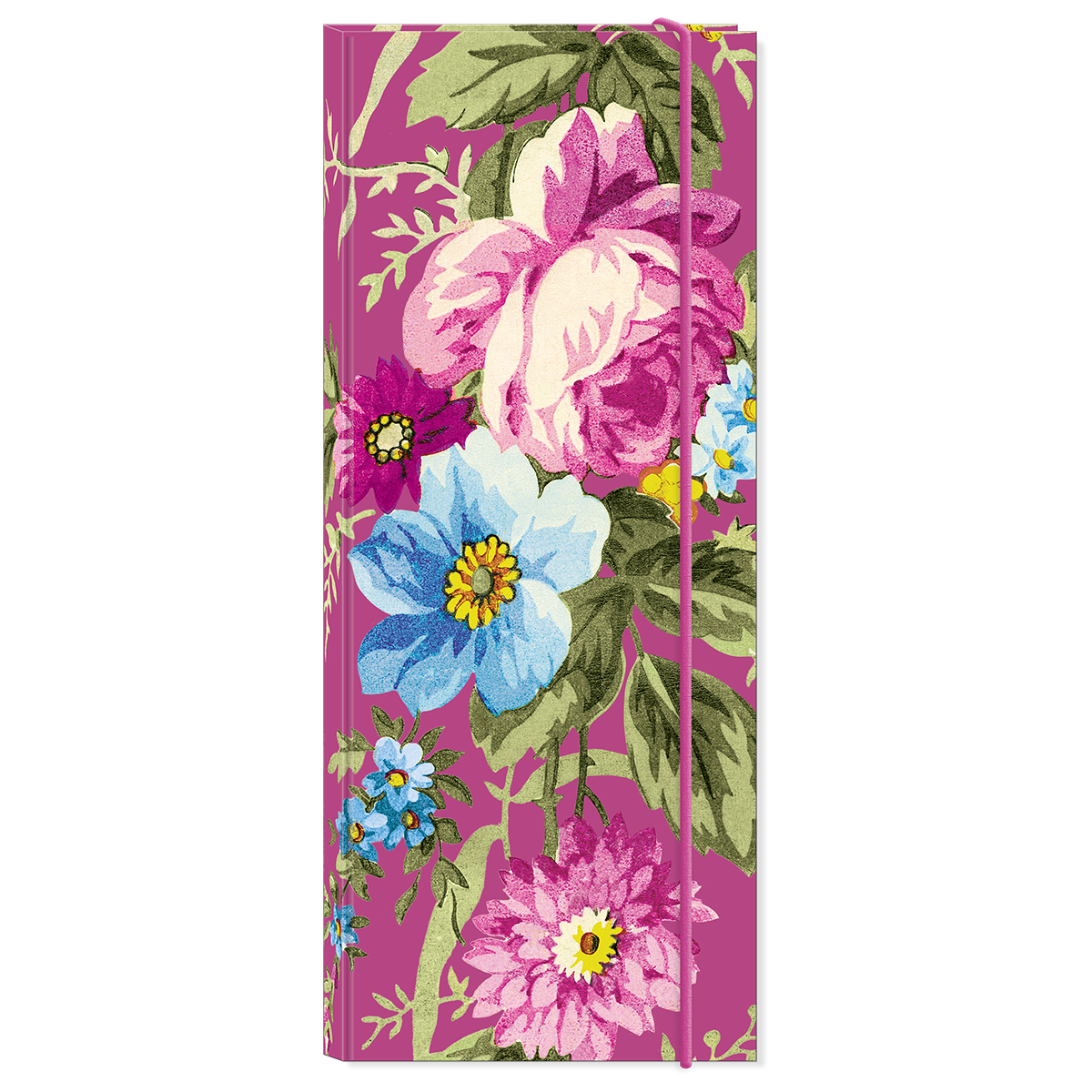 Timeless Treasures Pink Floral Notefolio with bungee.