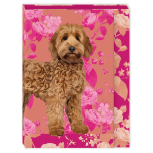 Pocket notepad featuring petals and paws golden doodle floral design.