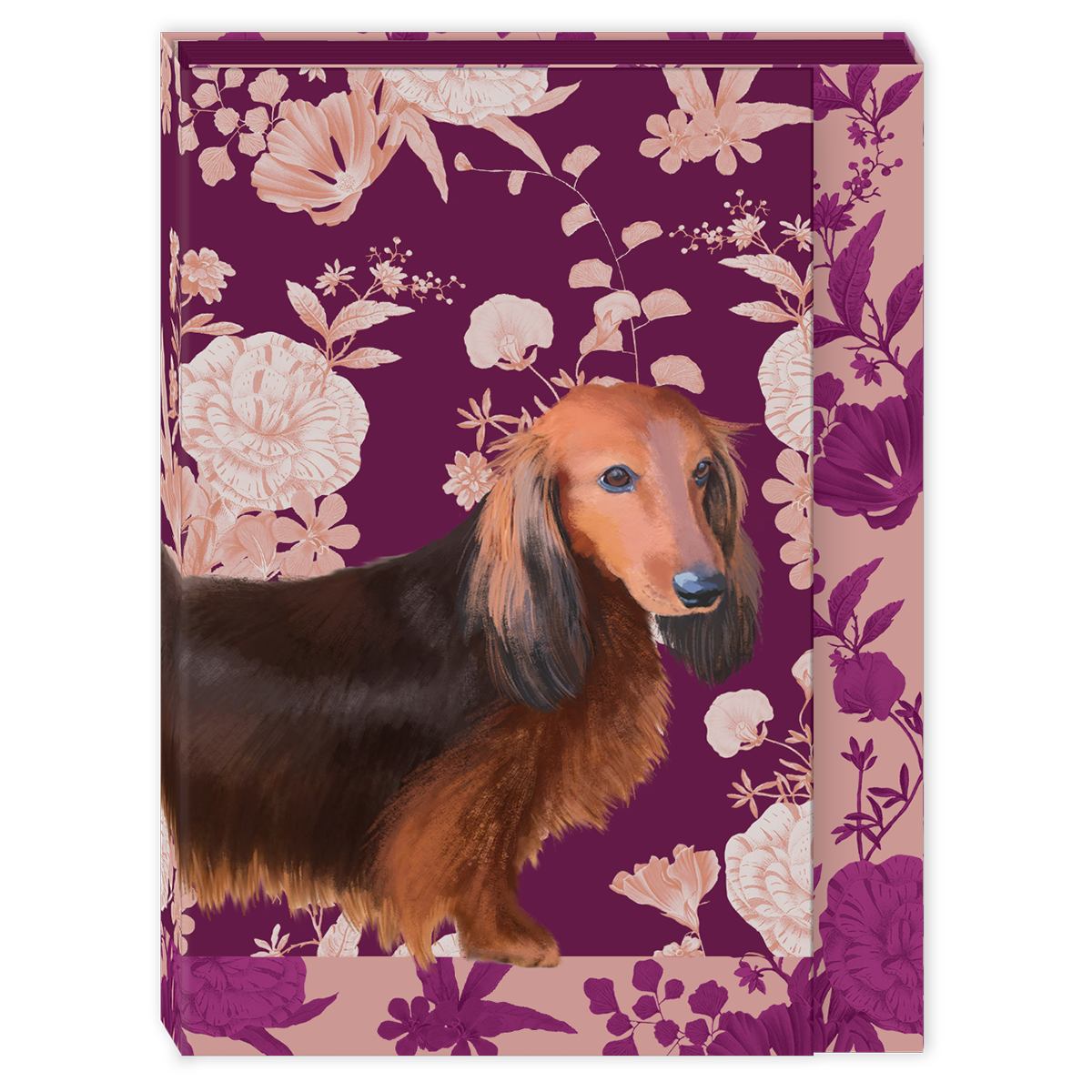 Pocket notepad featuring petals and paws dachshund floral design.