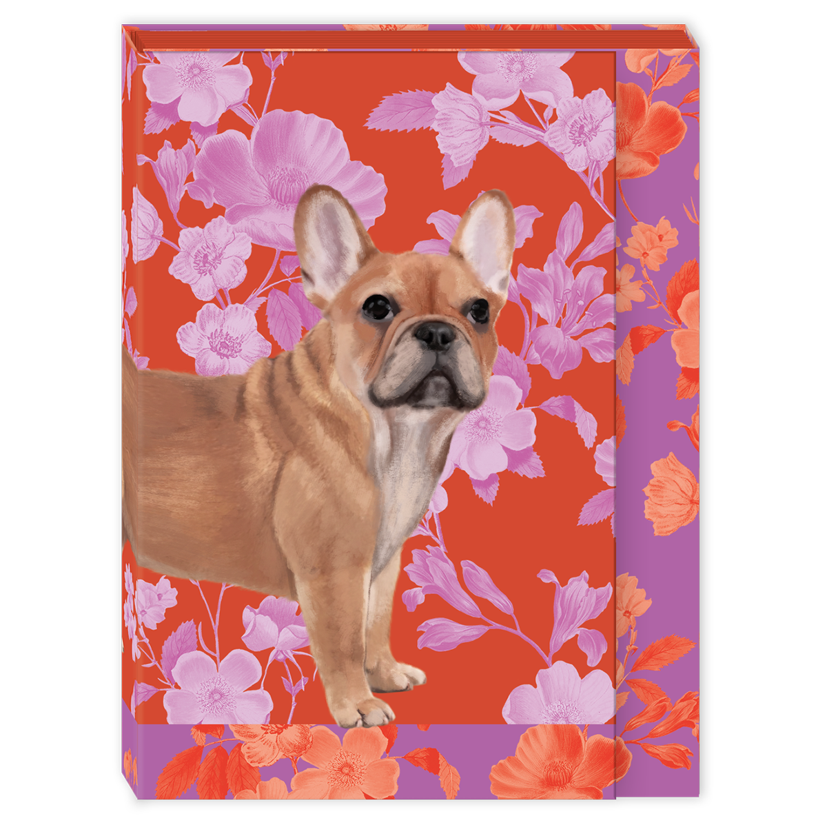 Pocket notepad featuring petals and paws french bulldog floral design.