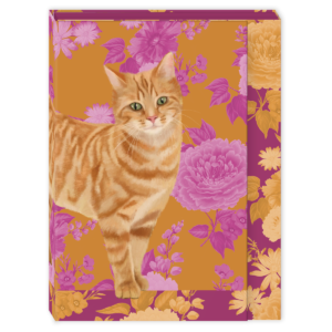 Pocket notepad featuring petals and paws tabby floral design.