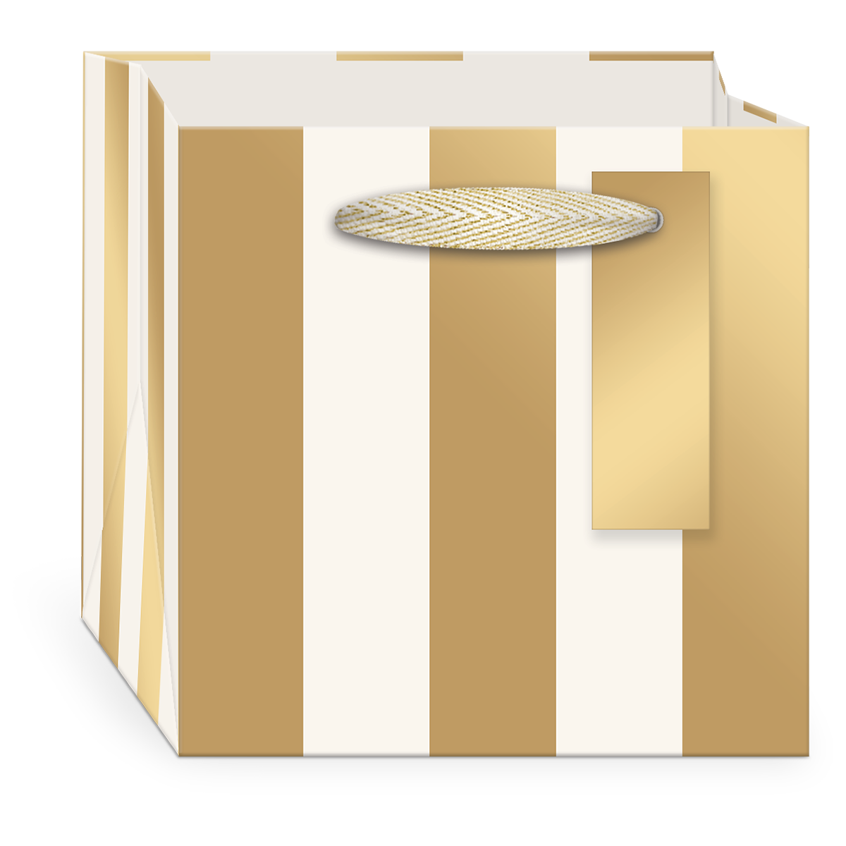 Gold Flora Stripe Cube Bag with handles.