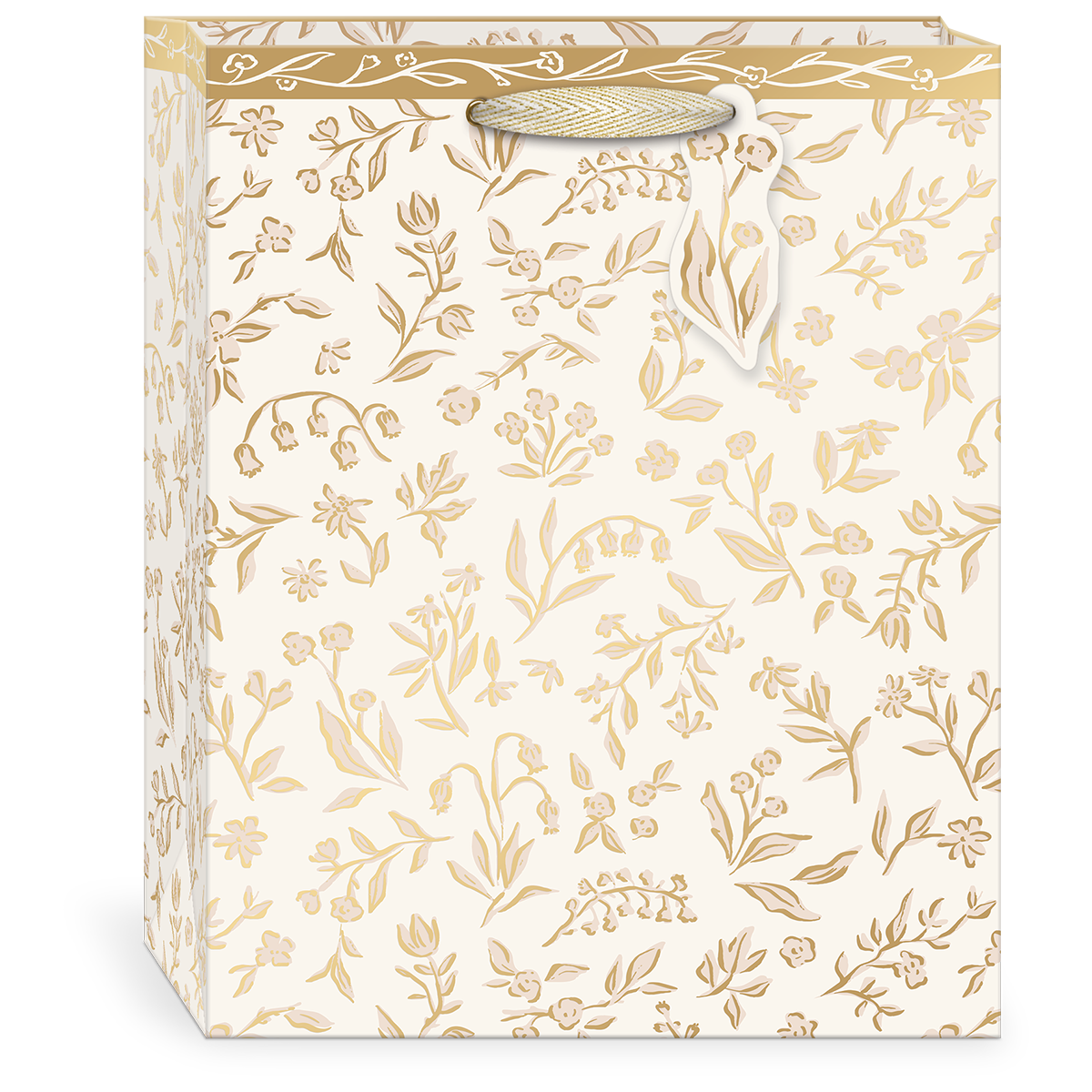 Gold Flora Large Gift Bag with handles.