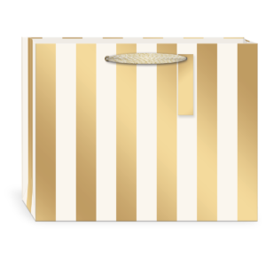 Gold Flora Stripe Large Gift Bag with handles.