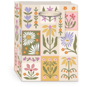 Flower Market Grid Small Gift Bag with handles.