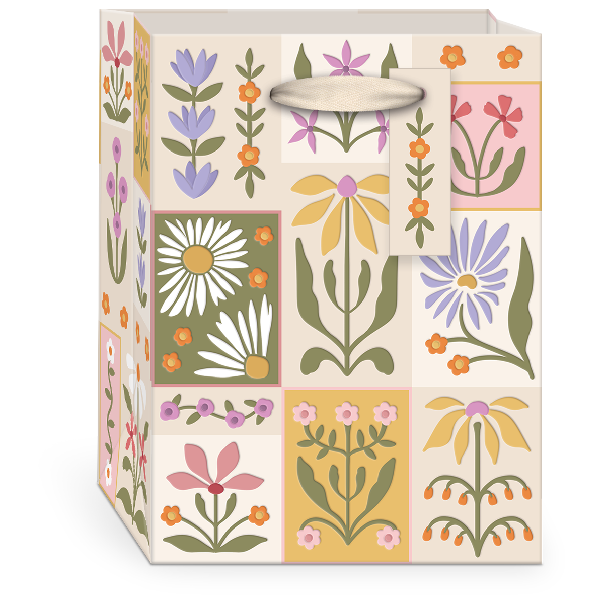 Flower Market Grid Small Gift Bag with handles.