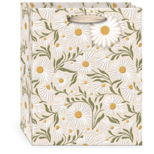 Flower Market White Daisy Medium Gift Bag with handles.