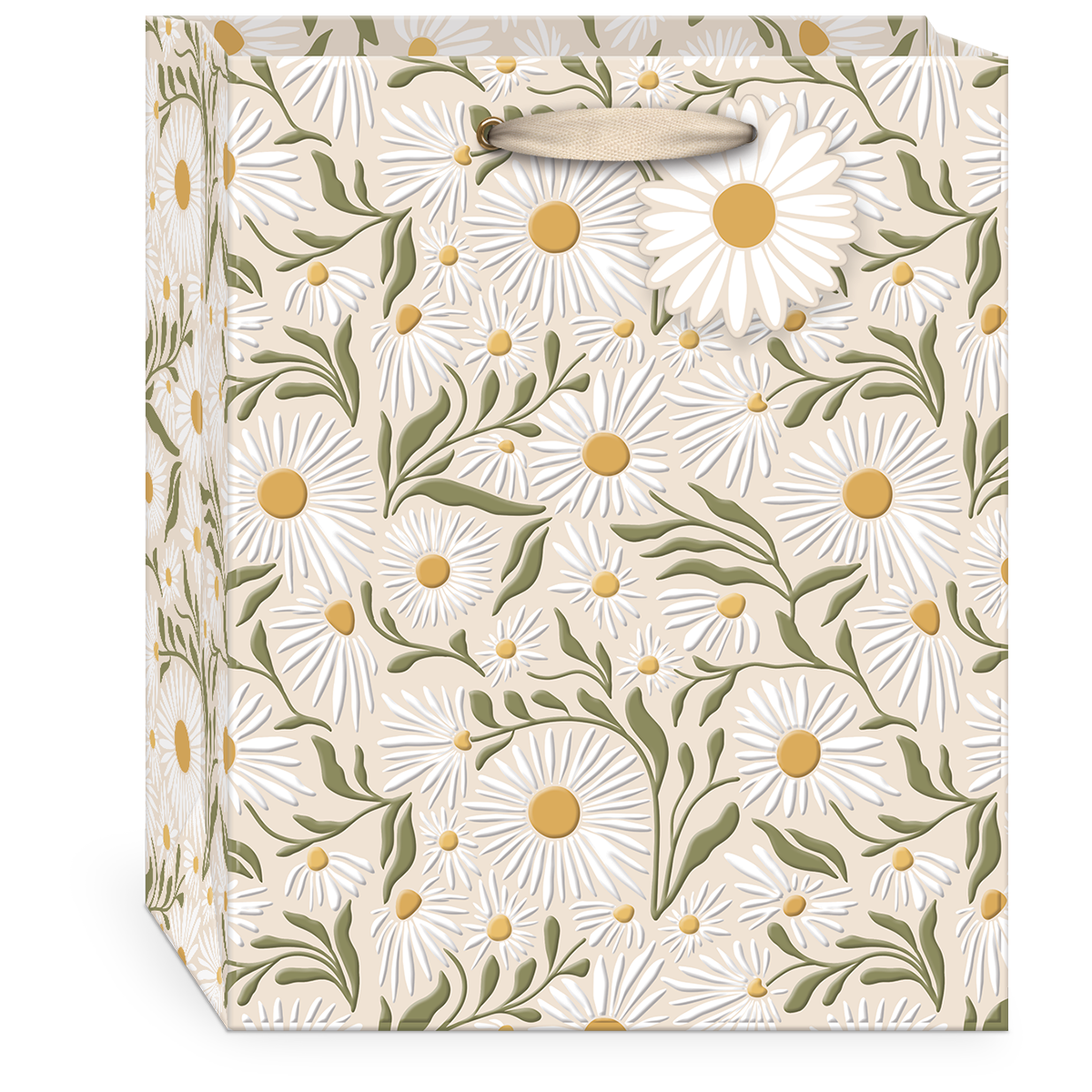 Flower Market White Daisy Medium Gift Bag with handles.
